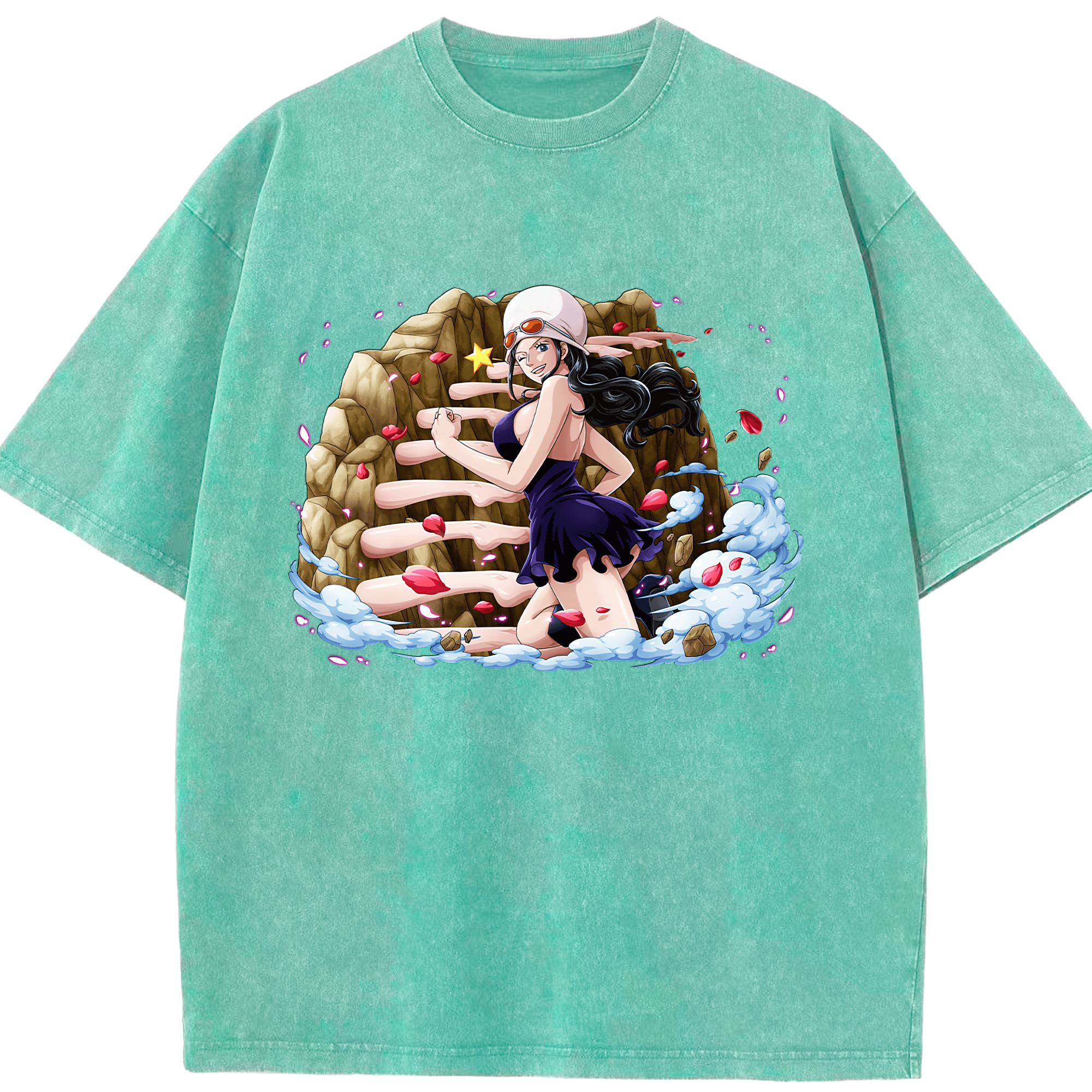 ワンピース ニコ・ロビン ONE PIECE Nico Robin 綿100% ヴィンテージ風 半袖Tシャツ（フロントプリント）